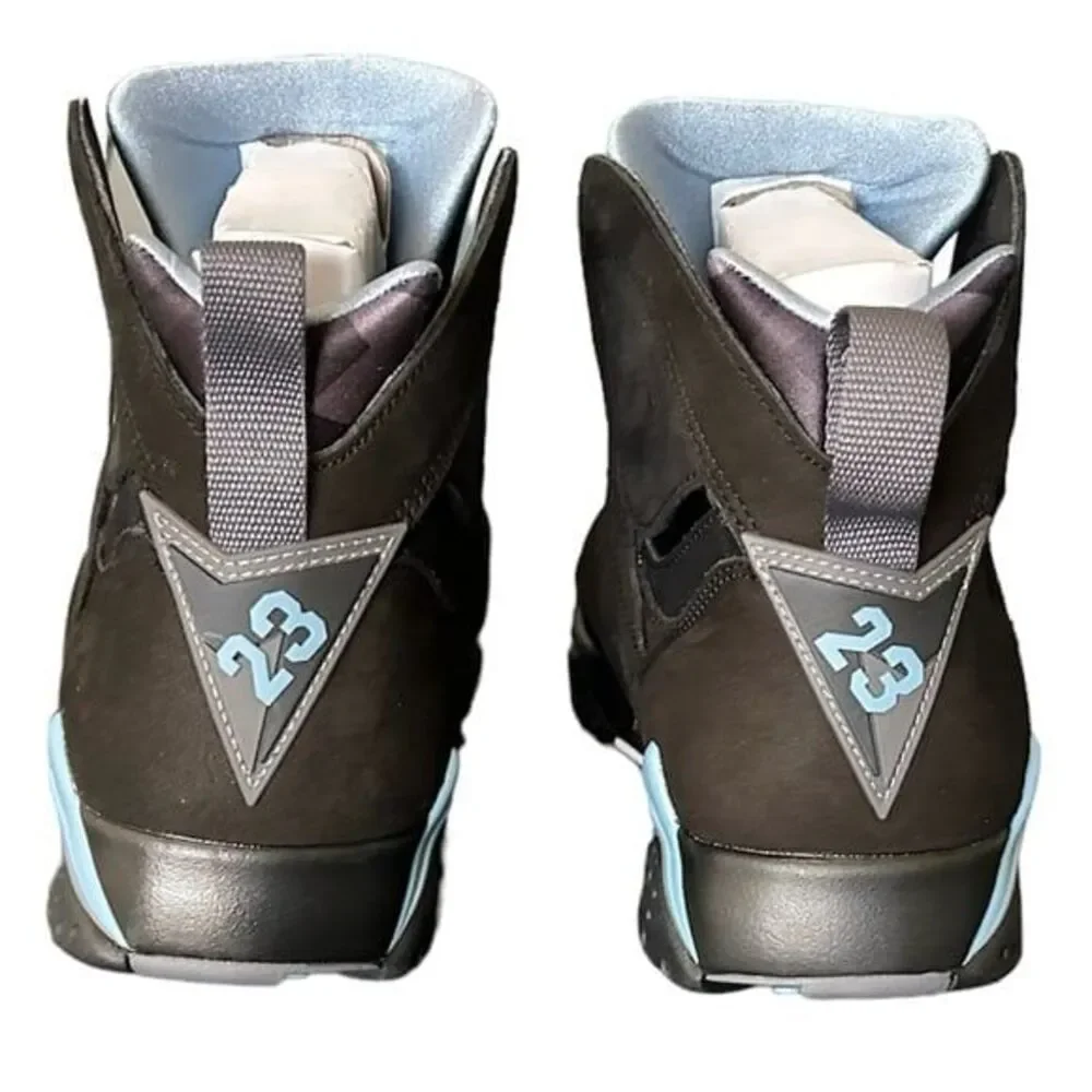 Air Jordan 7 Retro Black and Light Blue High Top Basketball Sneaker Nike Size 12
